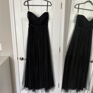 Jenni Yoo Elegant Black Strapless Evening Dress